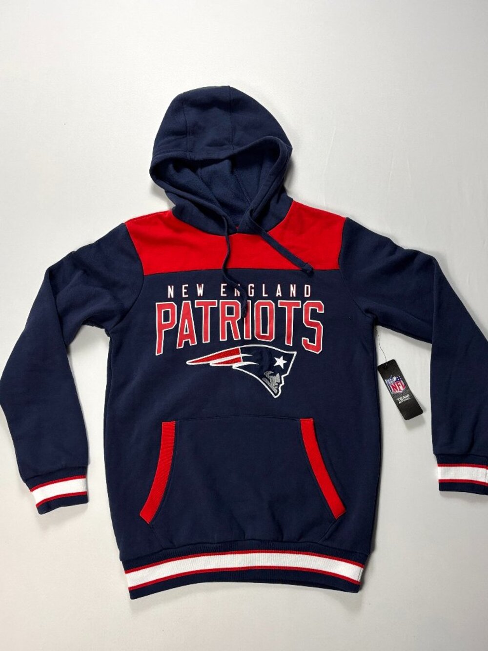 New England Patriots NFL Team Apparel Hoodie Blue Red Sz S Football NWT New
